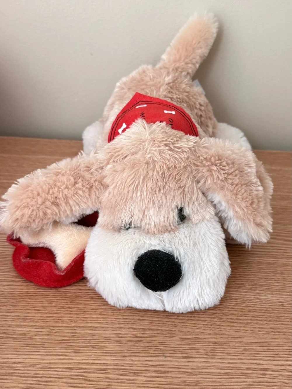 Final markdown- FA Tan & White Plush Puppy Toy with Red Bandana